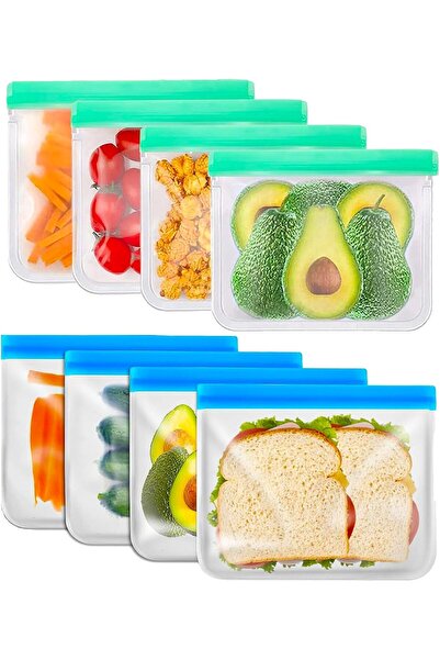 STARSTAR 8 silicone food bags, sandwich freezer, reusable food storage bags, ...