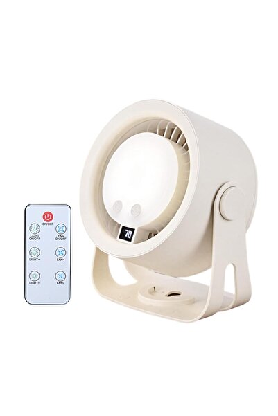 STARSTAR USB Rechargeable Desk Fan Remote Control 3-Color Light 5-Speed Dimma...