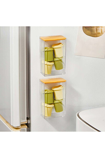 STARSTAR Two Magnetic Flip-Top Wall-Mounted Refrigerator Storage Boxes with L...