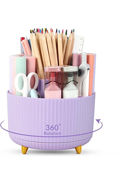 STARSTAR Storage Box - Rotating Purple Pen Holder and Art Supplies Organizer ...