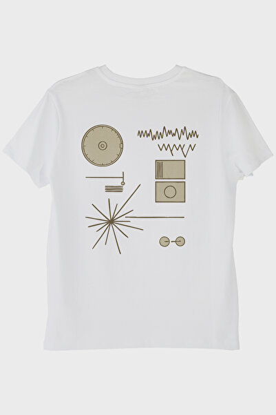 lofux Golden Record Space Themed Minimalist Science White T-Shirt
