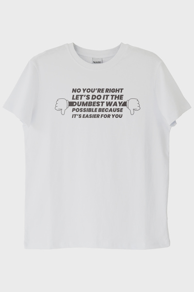 lofux تي شيرت أبيض بتصميم مطبوع عليه عبارة NO YOU'RE RIGHT