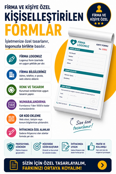 ZORLU KIRTASİYE Meslek Gruplarına Özel Tasarım Form Baskısı | Firma Logolu A4...