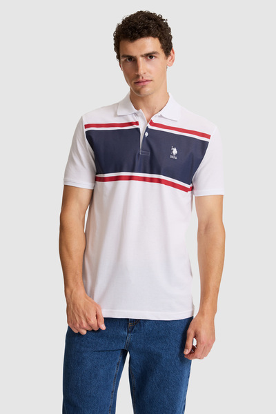 U.S. Polo Assn. Men's White Regular Fit Polo Neck T-Shirt 50326938-Vr013