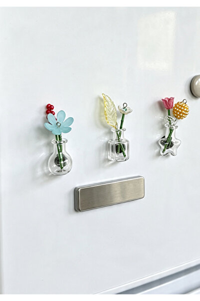 That Handmade Girl Mini Cam Vazo Boncuk Çiçek Buzdolabı Mıknatısı El Yapımı 3...