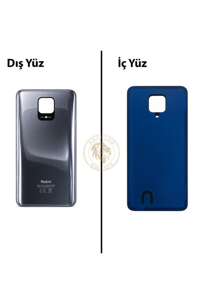 ARSKİNG Redmi Note 9 Pro Gri Arka Pil Kapağı Batarya Kapağı Lazer Kesim Back ...