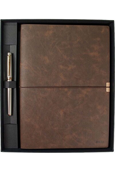Sd700-B2 Premıum Defter Toledo B5 Kahverengi & 38 Roller Saten Altın Set