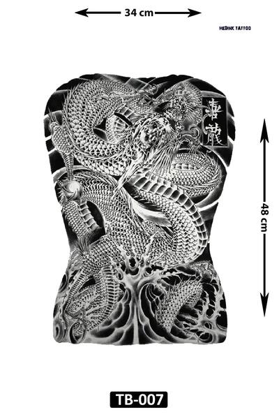 Attach TB-007 EJDERHA DESEN GEÇİCİ SIRT KAPLAMA DÖVME-TATTO