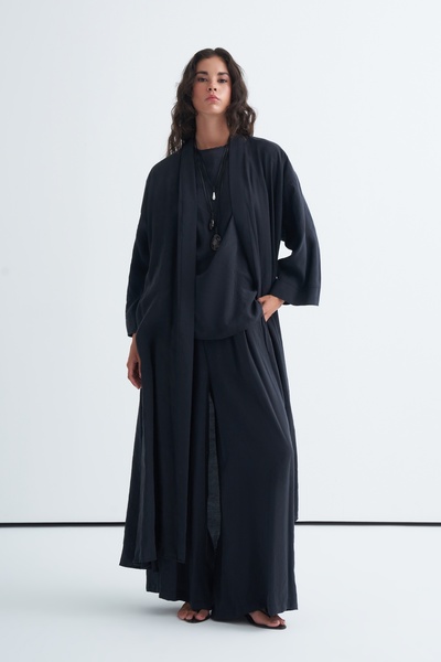 EBU Prive Modal 3-Piece Abaya Set with Pants and Blouse Black