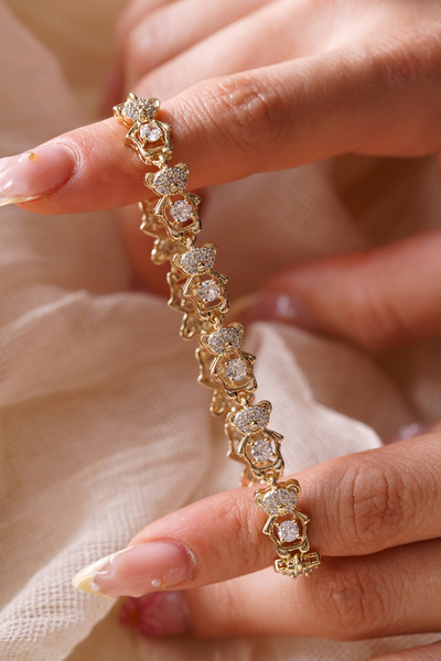 AŞIK ACCESSORIES سوار من الزركون اللامع على شكل دب مرصع بالأحجار - VIP
