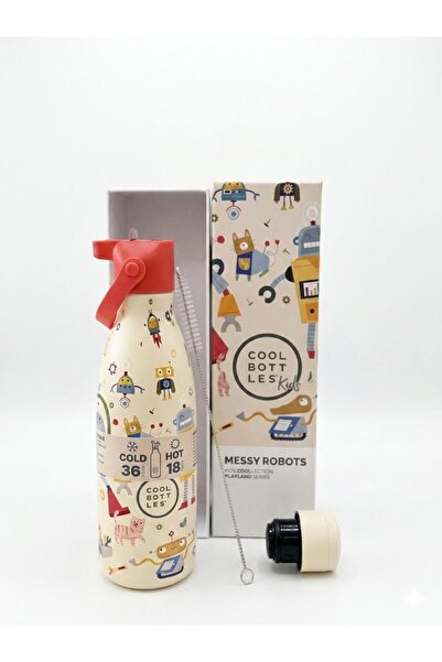 Mini Melissa Cool Bottles Dağınık Robotlar Pipetli Çelik Çocuk Termosu 350 ml
