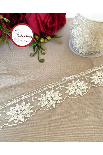 Gelincimherşey Anemon Krem Dantel Tül Güpür 4,5 cm 4 Metre