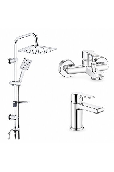 AR E.C.A Lite Bathroom Faucet + Lite Sink Faucet + Tema 53242 Rain Carismo Sh...