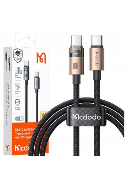 Mcdodo Cablu USB-C Încărcare Rapidă USB Tip C 5A 100W 1M LED Auriu