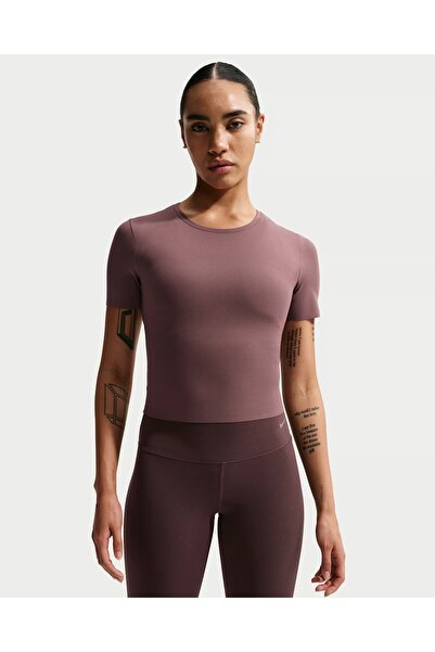Nike Dri-FIT Zenvy Ss Top Kadın Kahverengi Tişört REDSPORT