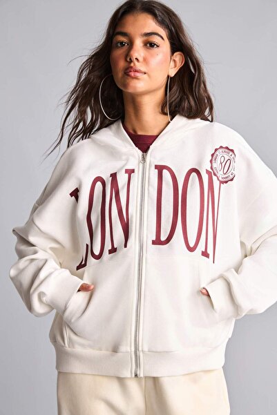 DeFacto Oversized Hooded Printed Thick Fabric Cardigan I4233Ax26Au