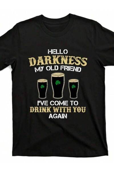 k222 تي شيرت رجالي كاجوال برقبة دائرية من Hello Darkness My Old Friend Irish ...