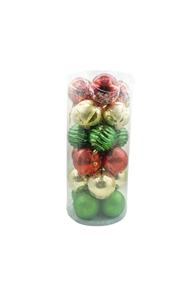 Rao Set de 24 Ornamente de Brad, de Tip Glob, Multicolor, cu Ø de 8 Cm, din P...