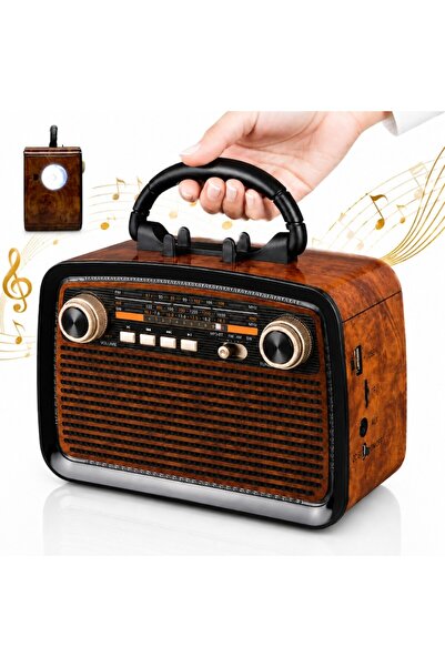 OEM Portabil Radio Retro Wireless Macvi®, Bluetooth AM FM SW Boxa Portabila M...