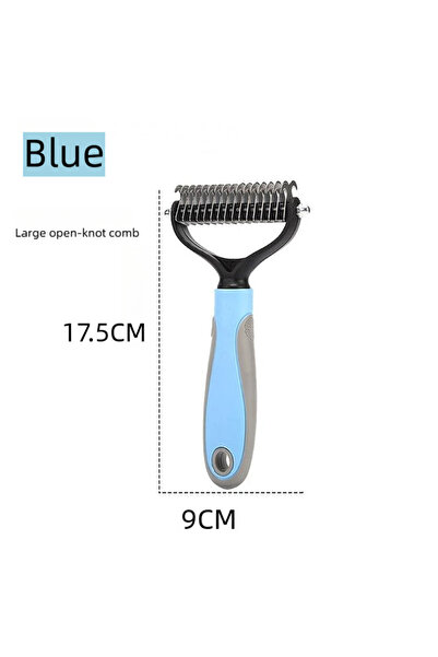 choice2 Blue-L Pet Deshedding Brush Double Sided Pet Grooming Tool for Sheddi...