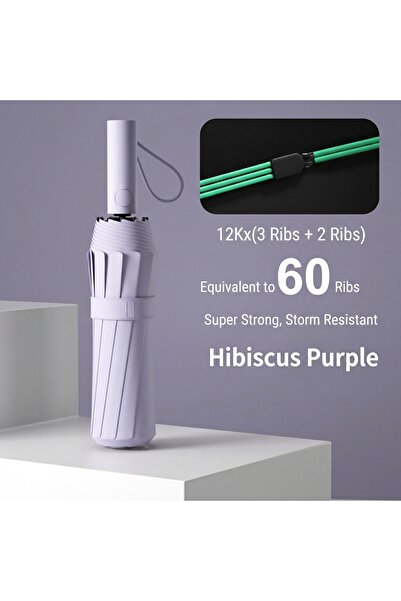 Choice10 60Ribs Purple Reinforced 24-Bone Umbrella, Men's Business Strong And...