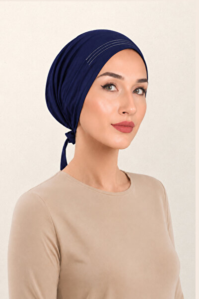 Jusmart Seamless Front, Double Silicone, Non-Slip Hijab Cap, Navy Blue |   Fl...