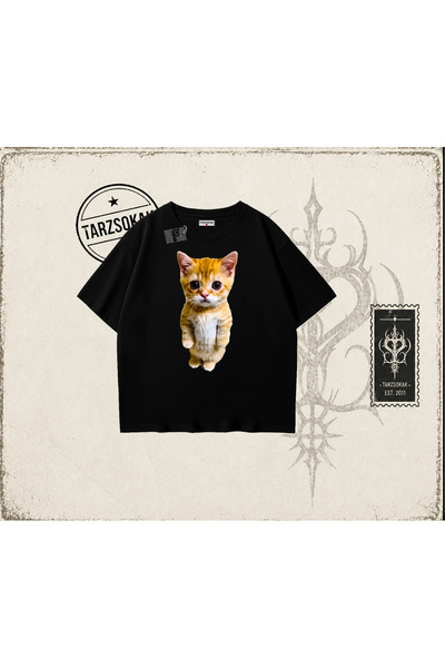 Tarzsokak Unisex majica sa tužnom mačkom, velika unisex majica, bela