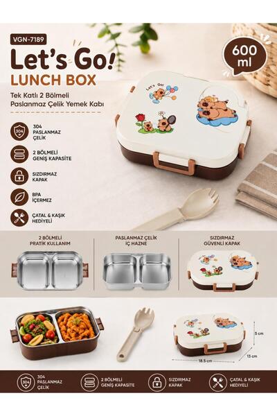 Vagonlife Vgn-7189 Let's Go 600 ml Single Layer 2 Compartment Stainless Steel...