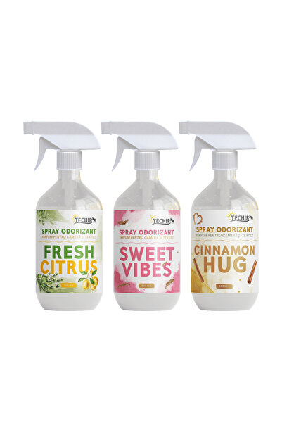 Techir Kit spray odorizant de cameră CITRUS PROASPĂT + VIBRAȚII DULCI + ÎMBRĂ...
