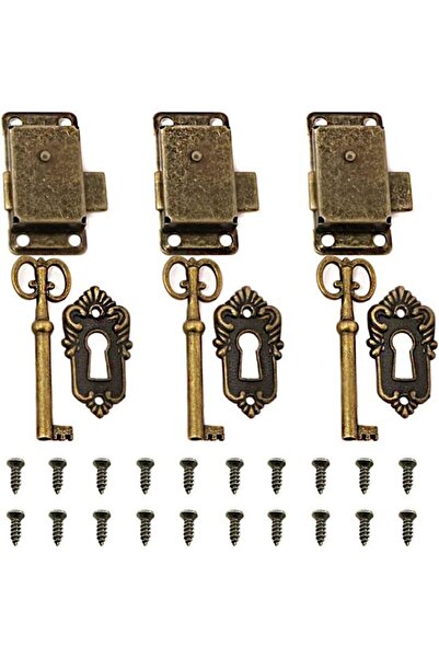 STARSTAR 3-piece furniture decorative lock set with key for jewelry box and d...