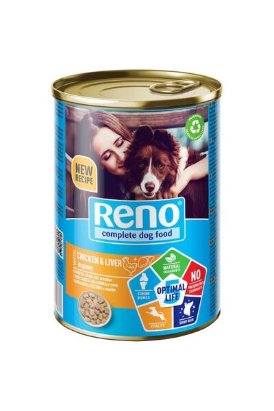 Reno Hrana Umeda Pentru Caini, Reno, cu Pui si Ficat, 415g