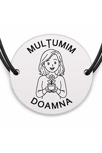 Simoshop Brățară argint 925 cu bănuț gravat doamna educatoare cu floarea în g...