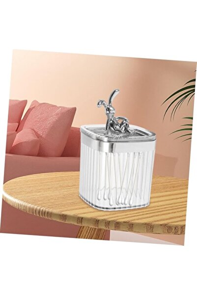 STARSTAR Cute Rabbit Cotton Swab Container & Vanity Organizer Jar for Pads & ...