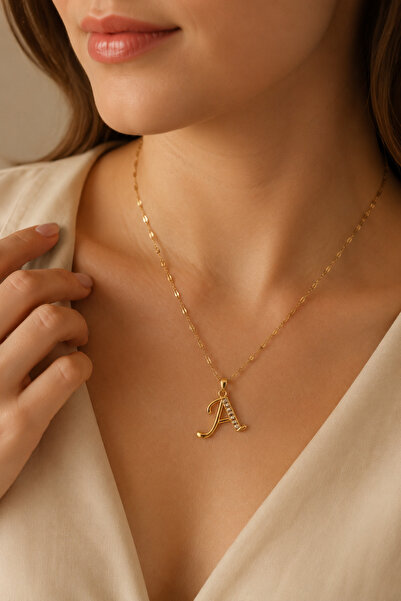 morbella Letter a Stone Necklace Gold Color Women's Initial Necklace Sparklin...