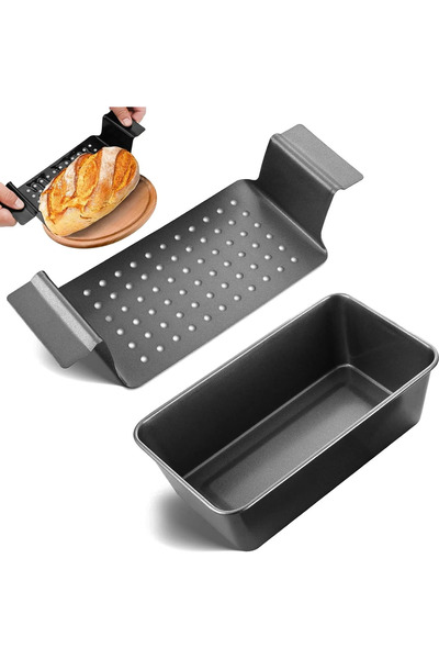 STARSTAR Non-stick loaf pan with hanging handles, black and rose gold, for ba...