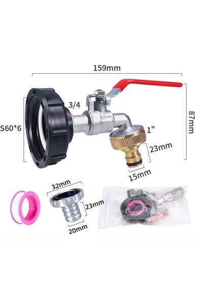 Morvena Picks Adaptor pentru rezervor de apă IBC cu filet de 3/4 inch, robine...