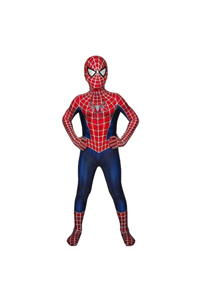 OEM Costum Spiderman pentru copii, mulat, lycra, albastru marin, 3-4 ani