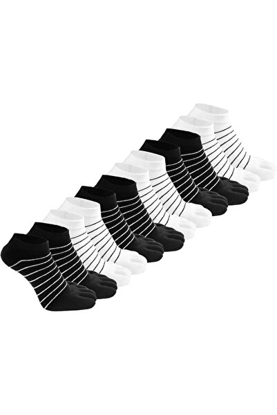 STARSTAR Five-toe socks, unisex, 6-pack, cotton running socks, black and whit...