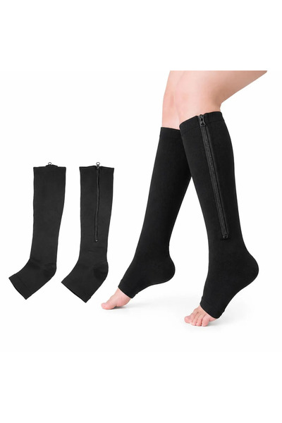 STARSTAR Open-toe compression stockings, size S/M, black, unisex, perfect for...