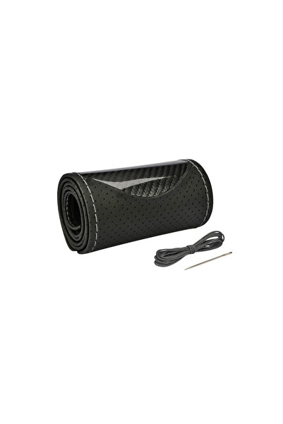 ART Husa volan auto piele perforata premium cu ac si ata negru carbon cusatur...