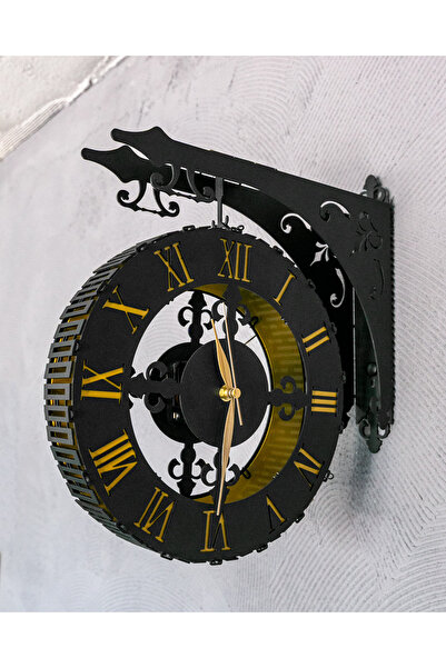 Enova Art Vintage Tasarımlı Çift Taraflı Metal Duvar Saati, Çift Mekanizmalı ...