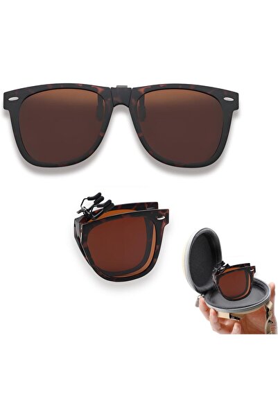 STARSTAR Polarized clip-on sunglasses, foldable, stylish retro flip-up sungla...