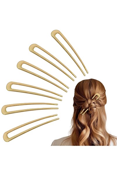 STARSTAR 6-Piece Vintage Metal Hair Pins, 5.9" U-Shaped Hair Bun Forks & Styl...
