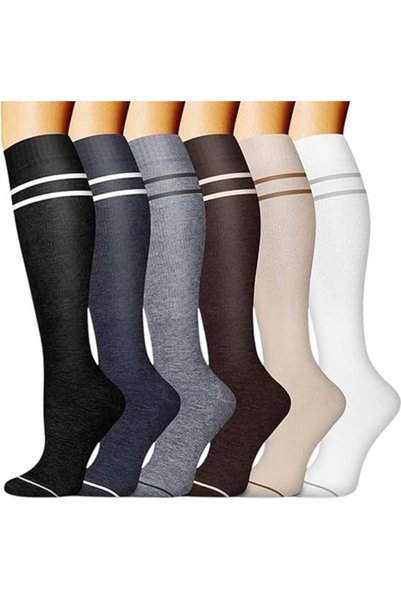 Morvena Picks 6 perechi de șosete de compresie unisex pentru alergare, asiste...