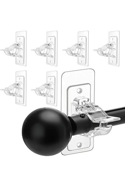 STARSTAR 6-Piece Drill-Free Curtain Rod Bracket Set, Multi-use Curtain Rod Ho...