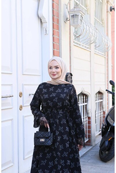 THEK BUTİK Elegant Dress with Lace Details and Boydan Pattern