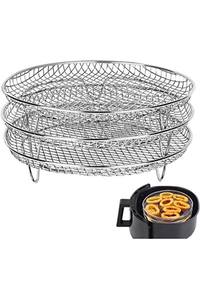 STARSTAR 3-piece round stackable 304 stainless steel air fryer rack for 4.2 t...