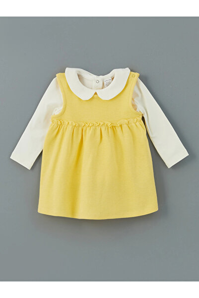 LC Waikiki Lcw Baby Yellow Peter Pan collar Baby Girl Blouse and Dress 2-Piec...
