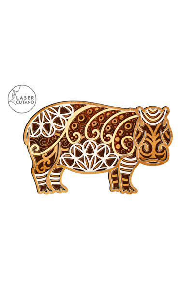 Gabcom Tablou Multilayer din Lemn – Hippo – Dimensiune 30 x 19 cm, Decor 3D p...