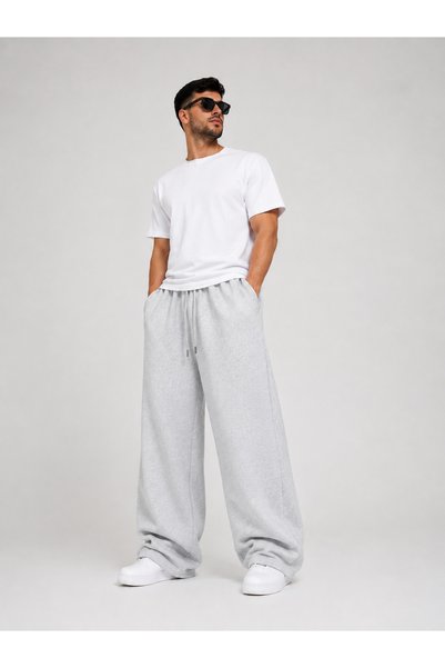 LAUSRA 2-Pack Men's Sweatpants (Black and Gray) Loose Leg Oversize Fit